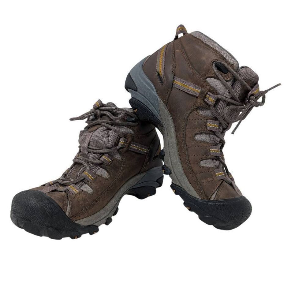 KEEN Women's 6.5 Targhee 2 Mid Height Waterproof Brown Goat Crown Blue Hiking - Picture 2 of 10